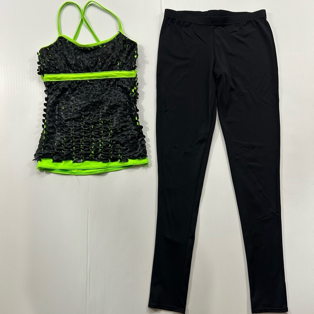 366.‎ Women’s Balera Neon Green and Black Dance Costume (S)
